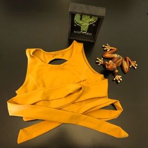 Mustard Wrap Crop Top - Size Large